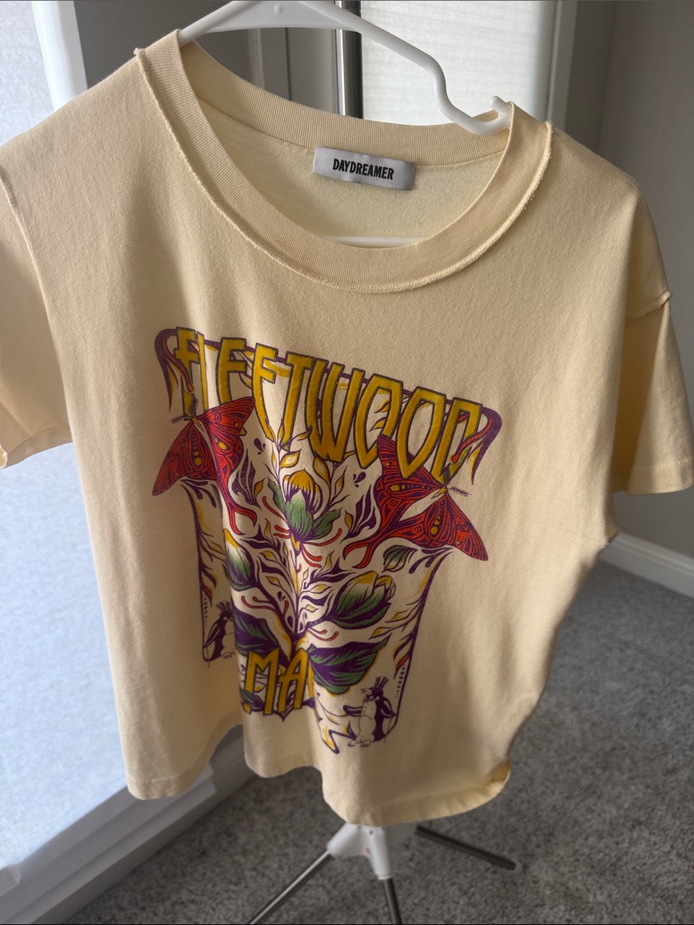 Daydreamer women Pale Yellow Graphic Tee with Multicolor Floral & Mushroom Print